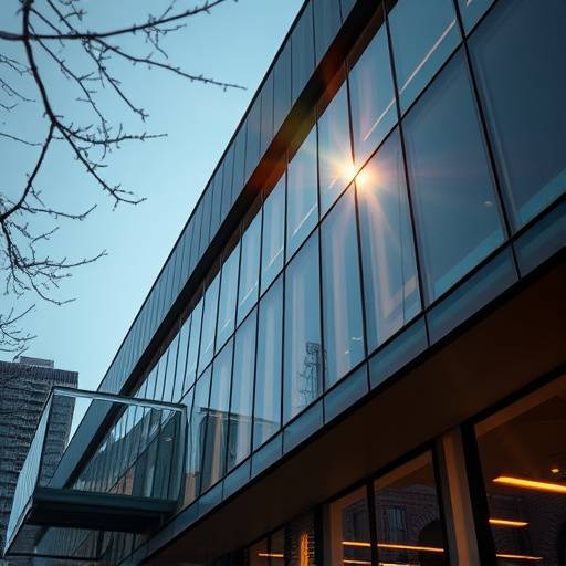 Architectonische foto van een modern gebouw met unieke lichtinval